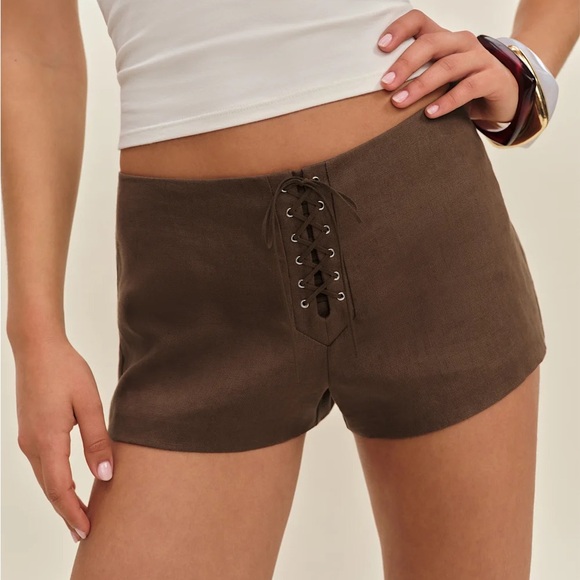 Reformation Pants - NWT Reformation Quin Linen Short Brown - Size 4